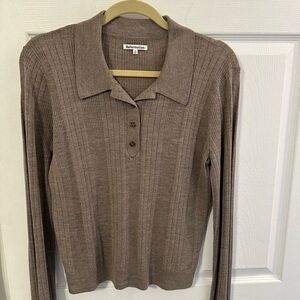 Reformation Hermia Regenerative Merino Polo XL Oatmeal